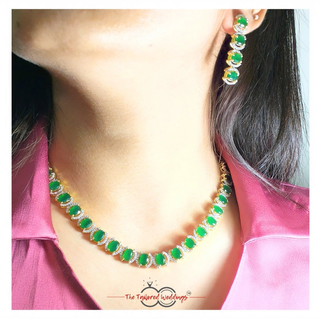 Green Emerald Necklace Set