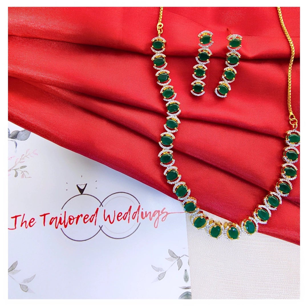 Green Emerald Necklace Set