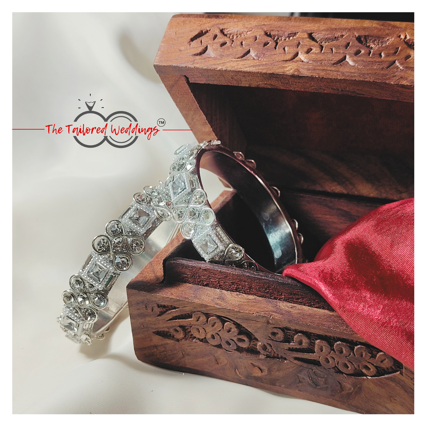 Traditional lac-metal Kangan bangles studded with pearl moti and shimmering shadow stones