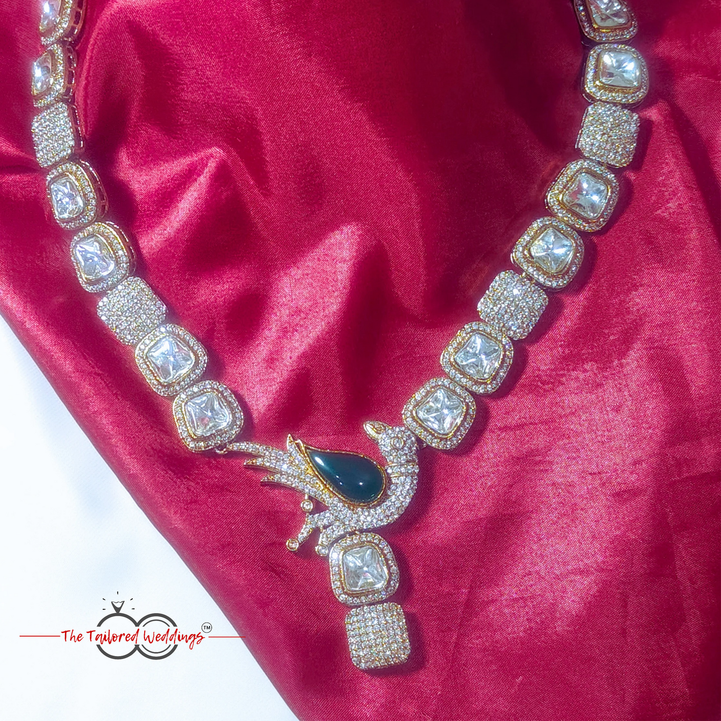 Peacock design Kundan necklace set with earrings β traditional Indian jewelry for weddings and festive wear.