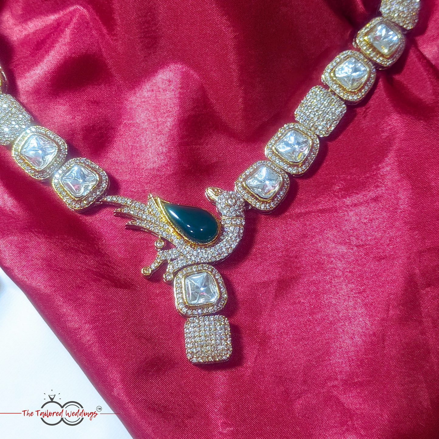 Peacock design Kundan necklace set with earrings β traditional Indian jewelry for weddings and festive wear.