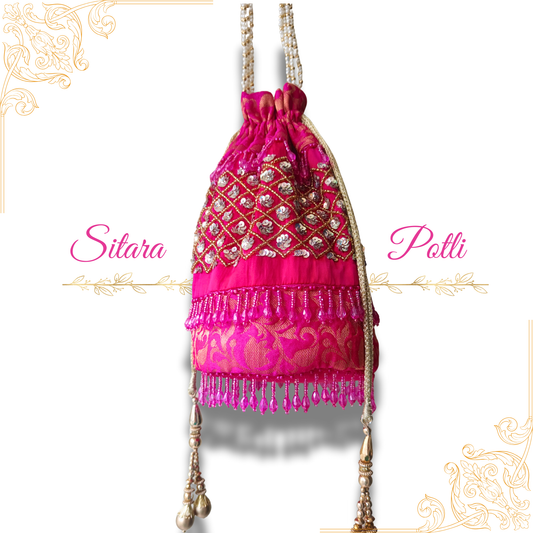 Handcrafted Potli Bag with sequin work for weddings and parties