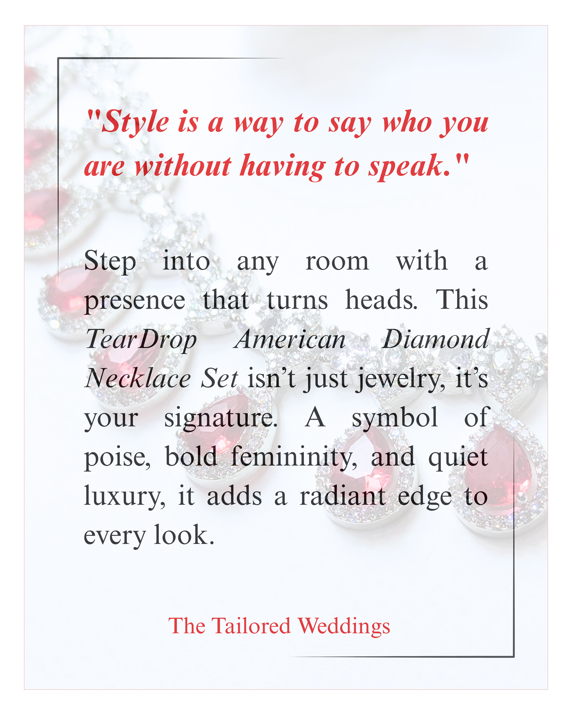 Contemporary statement american diamond jewelry for engagement, partylooks or weddings 