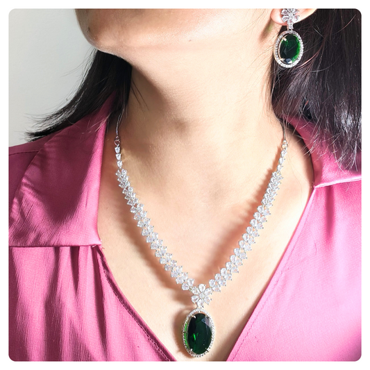 Medium-Sized American Diamond Set With Tikka