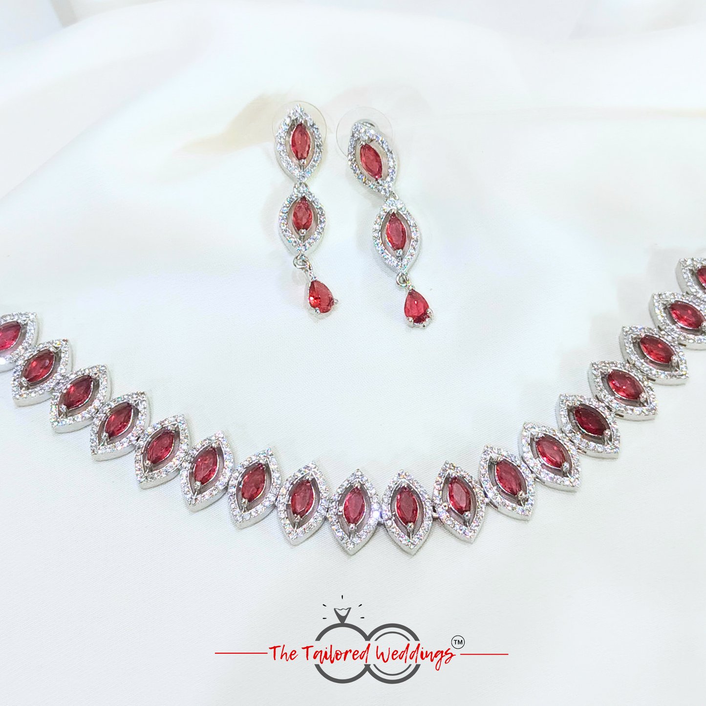 Eyelet American Diamond Necklace Set